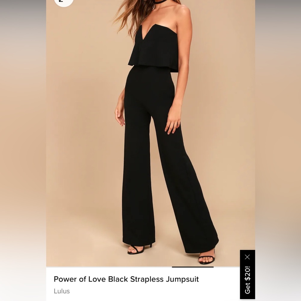 Lulu’s power of love strapless jumpsuit black size XS NWT